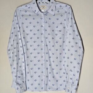 Barbour Hampton Horseshoe Button Shirt Top Womens Size 8 Heritage Equestrian
